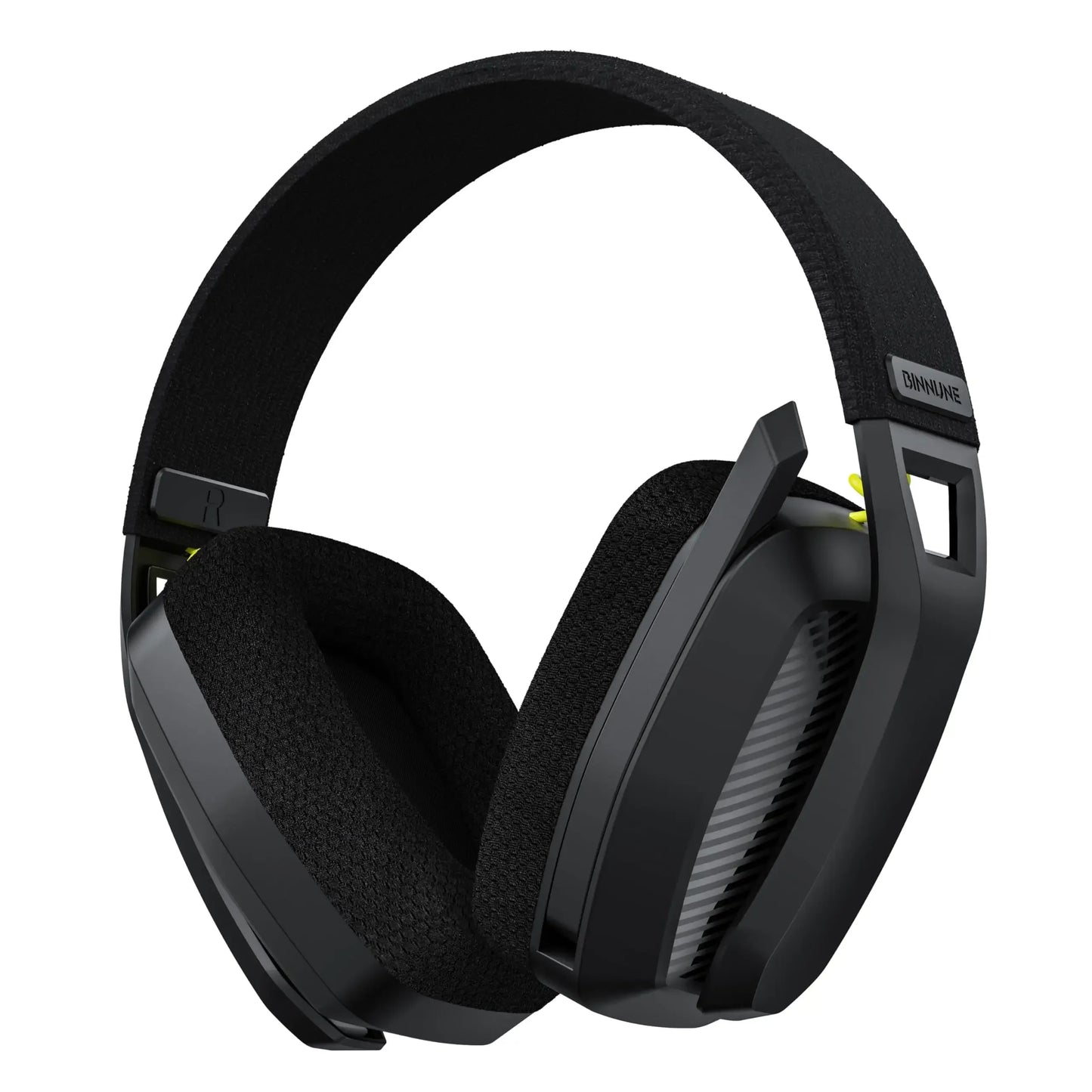 Black gaming headset on a white background