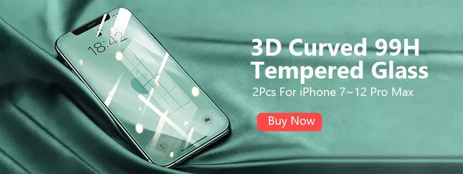 3D curved 99H tempered glass screen protector for smartphones on a green fabric background
