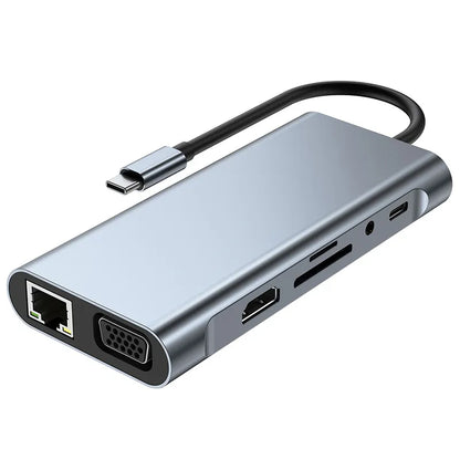 Premium USB C Hub for MacBook Air/Pro &amp; PC | 11 Ports Dock with HDMI, RJ45, PD, TF, SD, AUX, USB 3.0 Splitter
