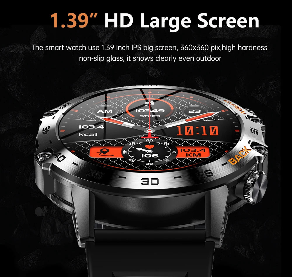 Smartwatch with a large HD screen on a dark background