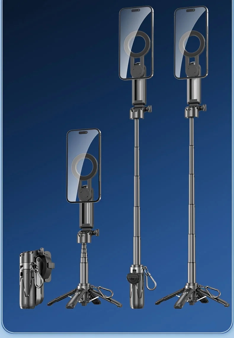 Set of smartphone stands with adjustable height on a blue background