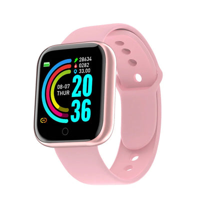 Smartwatch with a pink band on a white background