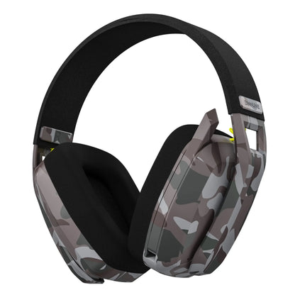 Camouflage-patterned gaming headset on a white background