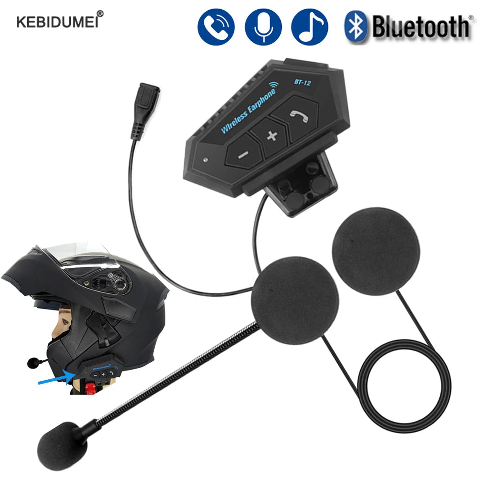 Motorcycle helmet with Bluetooth intercom system on a white background