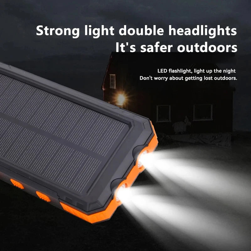 Solar-powered flashlight with strong light output in a dark setting