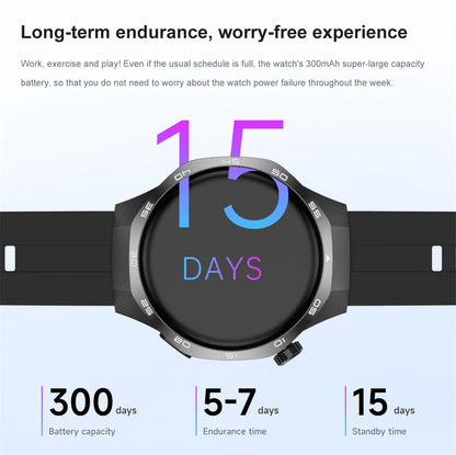 Smartwatch with battery life display on a light gray background