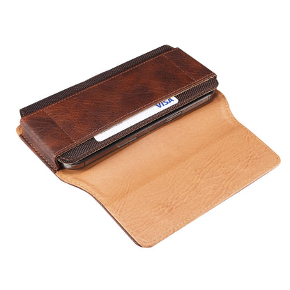 Brown leather wallet with a Visa card on a white background