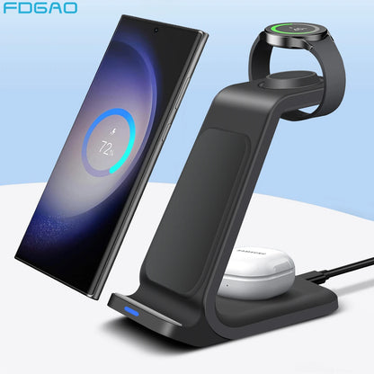3-in-1 Fast Wireless Charger Dock for Samsung S23/S22 &amp; More | Galaxy Watch &amp; Buds Stand