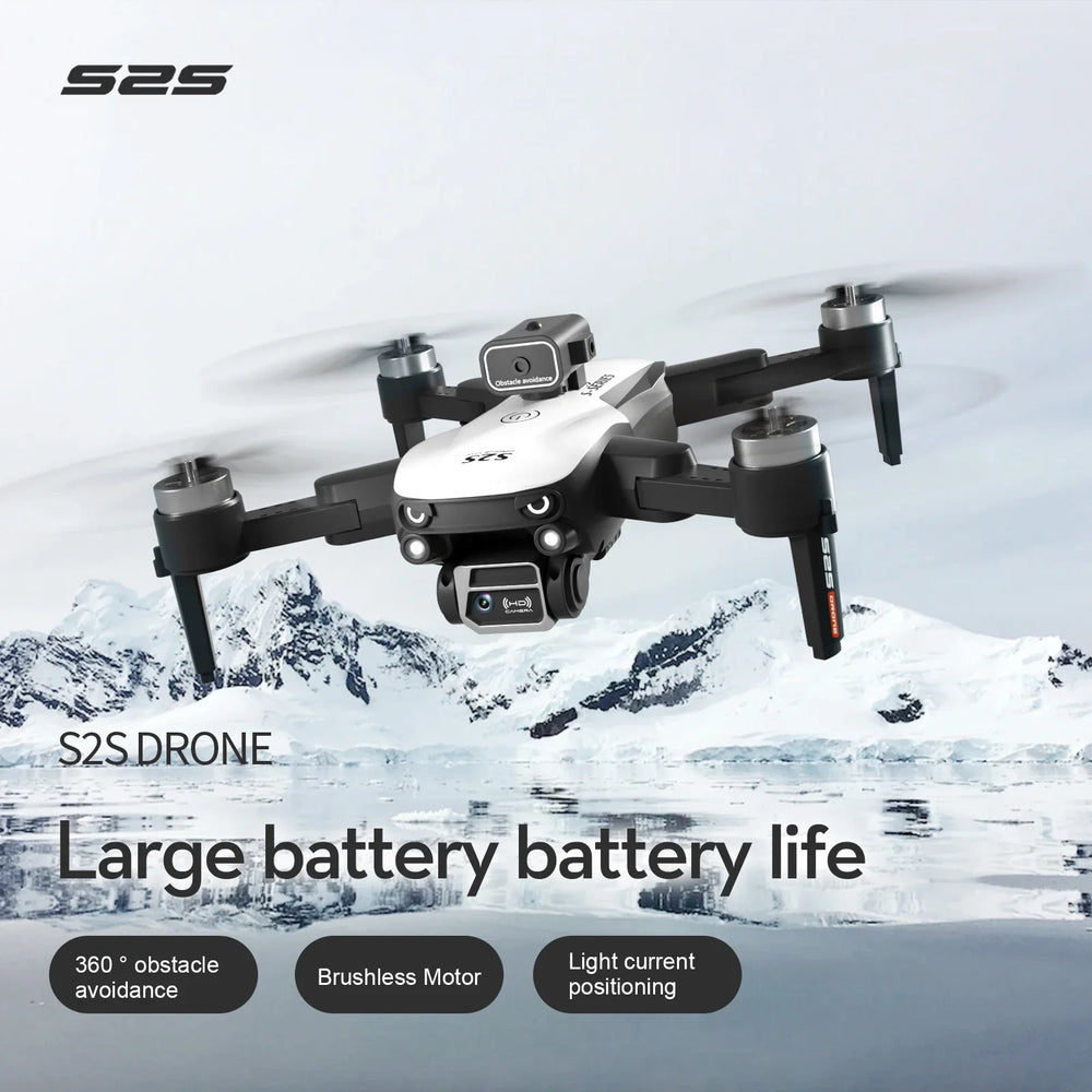 S2S drone with mountainous background and product features listed.