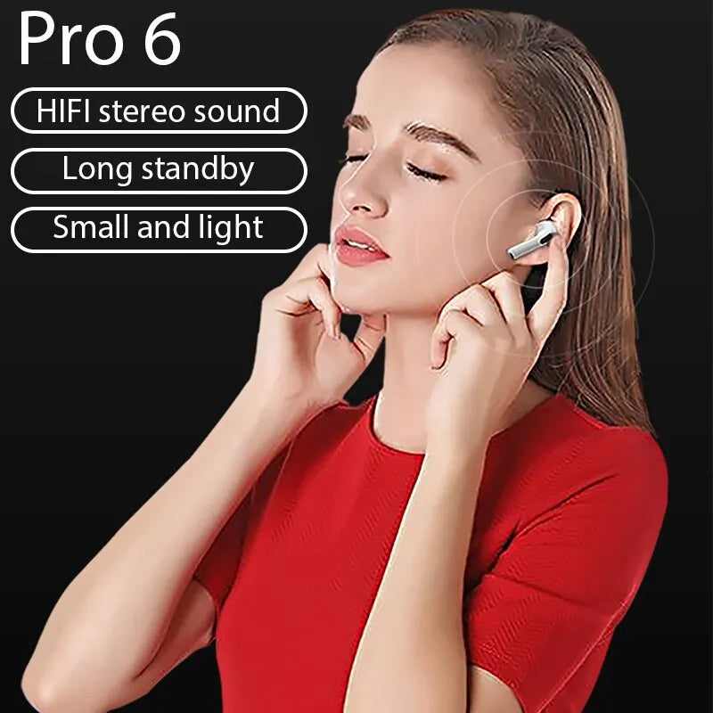 Original Pro 6 TWS Wireless Bluetooth Earphones Headphones | Premium Sound Quality