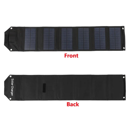 Solar charger panel showing front and back views on a white background