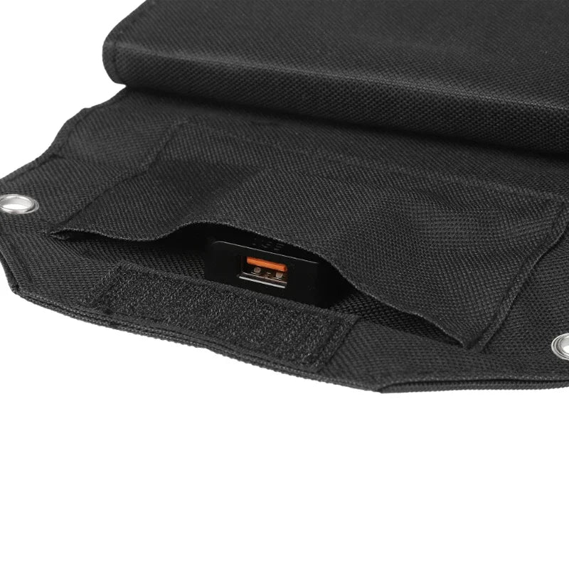 Black bag with a USB port on a white background