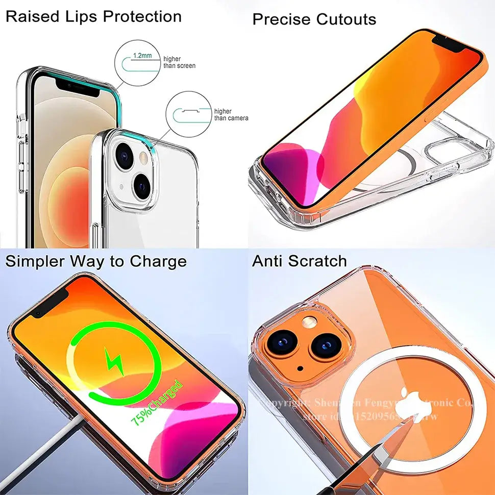 Phone case with highlighted features on a white background

