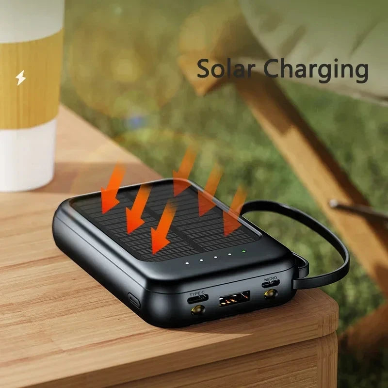 Original Power Bank 50000mAh Solar Charging | Compact Portable with Built-in Cable
