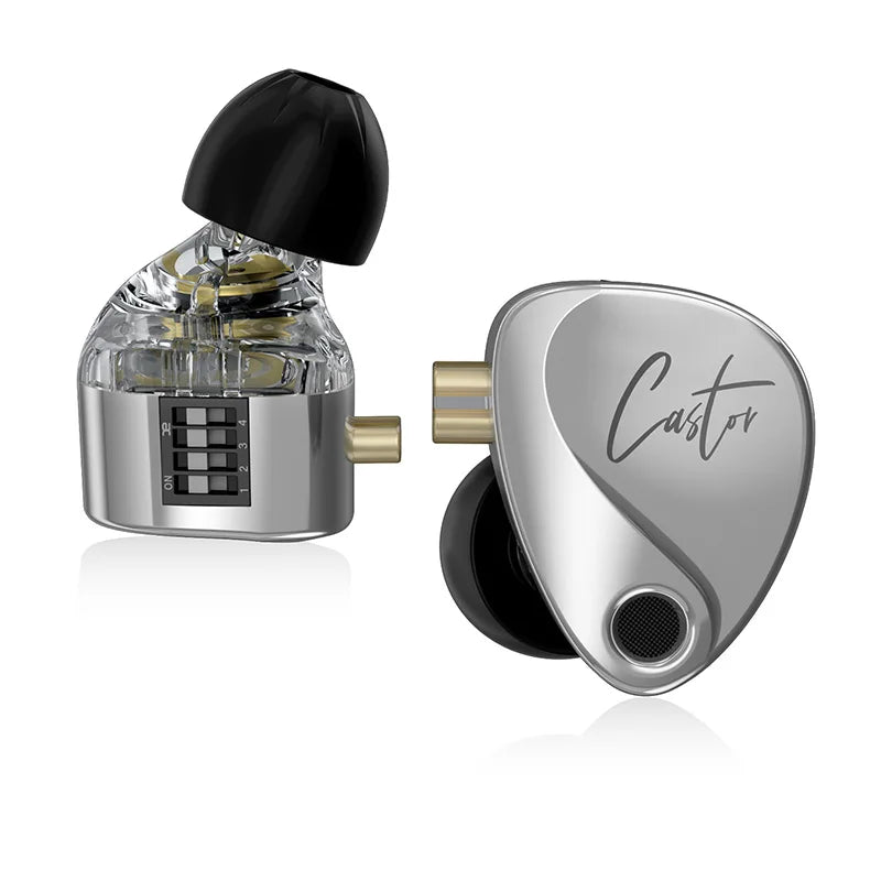 High-fidelity earbud with 'Castor' branding on a white background
