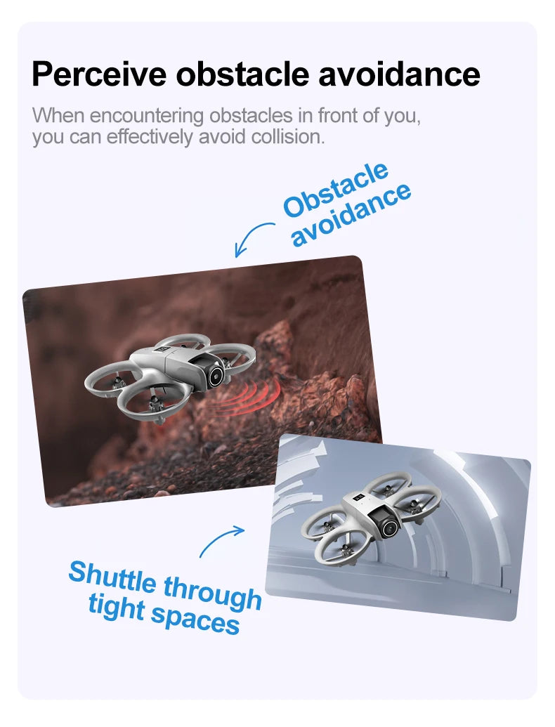 Drone with obstacle avoidance feature on a white background
