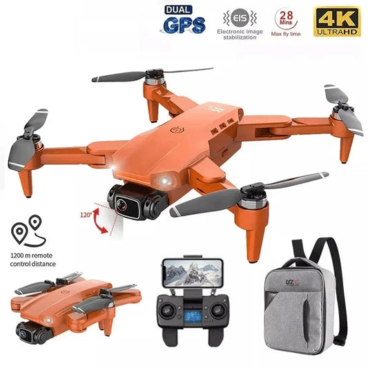 Orange drone with features highlighted on a white background