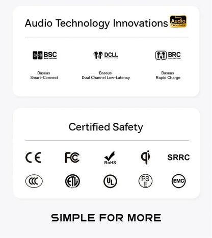 Audio Technology Innovations certification logos displayed on a white background
