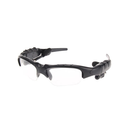 Black sunglasses with a unique design on a white background