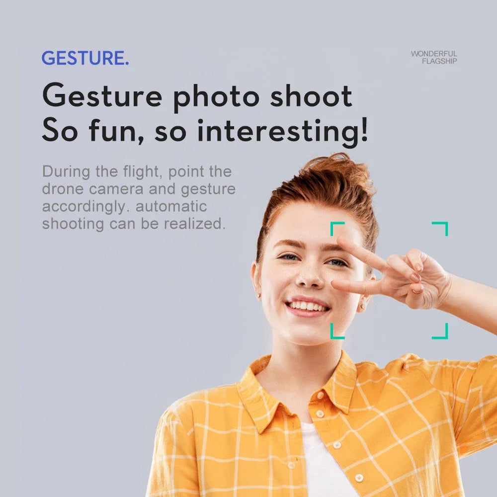 Person making a peace sign with text about gesture photo shoot on a gray background