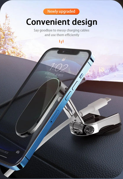 360° Rotatable Magnetic Car Phone Holder | Foldable Bracket for iPhone &amp; Samsung