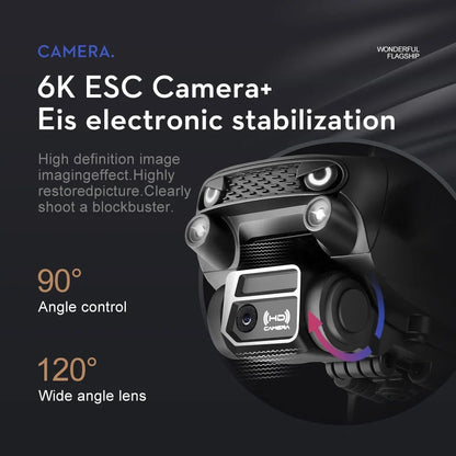 Camera with electronic stabilization features on a dark background