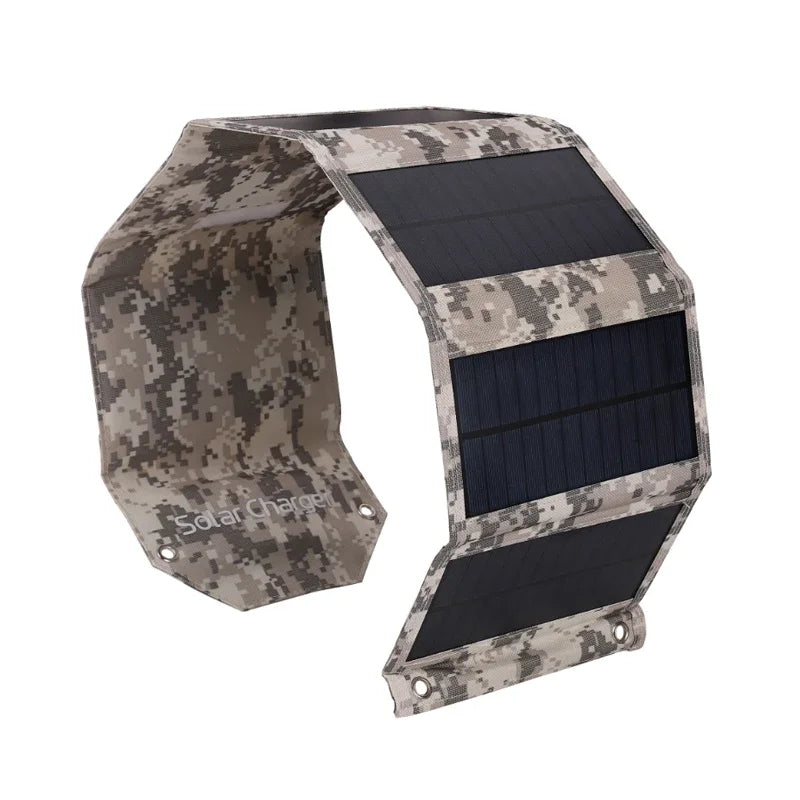 Camouflage solar charger on a white background