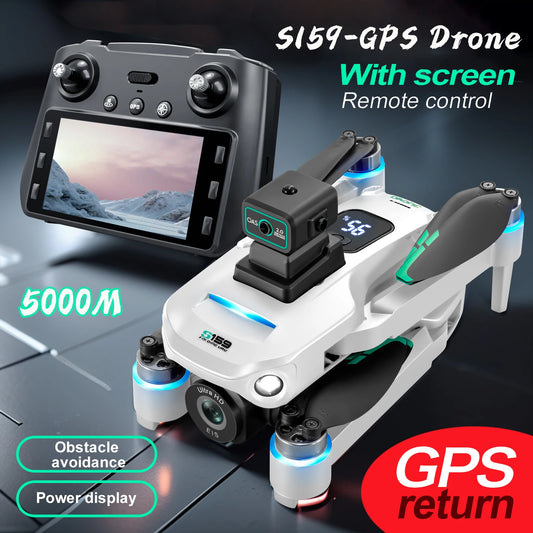S159-GPS Drone with screen remote control on a dark background