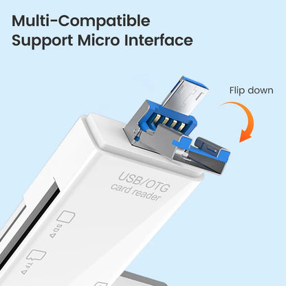 Multi Mobile Adapter 6-in-1 OTG Type C Card Reader USB 2.0 TF Micro SD Smart Memory Flash Drive Adapter English