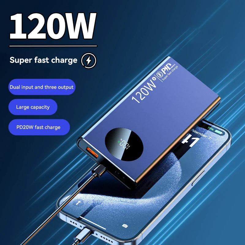 Super Fast Mobile Charger 50000mAh / 120W - Thin &amp; Light Power Bank | Shop Now