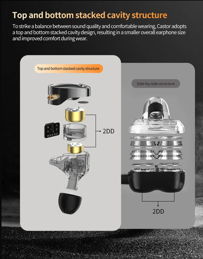 Diagram of earbud design with labeled components on a gray background