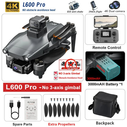 L600 Pro drone with features listed on a white background