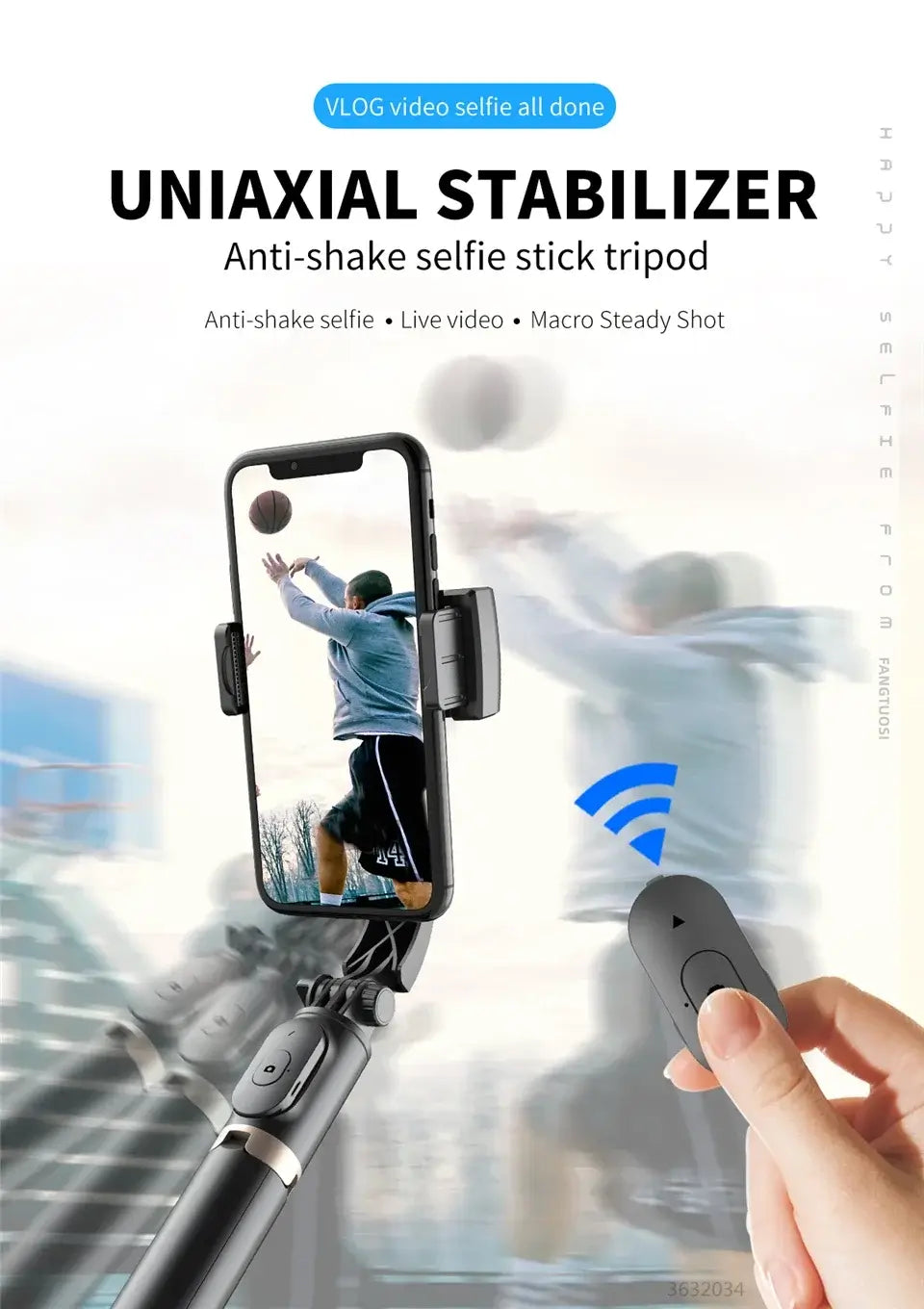 Bluetooth Stabilizer Selfie Stick Tripod with Gimbal