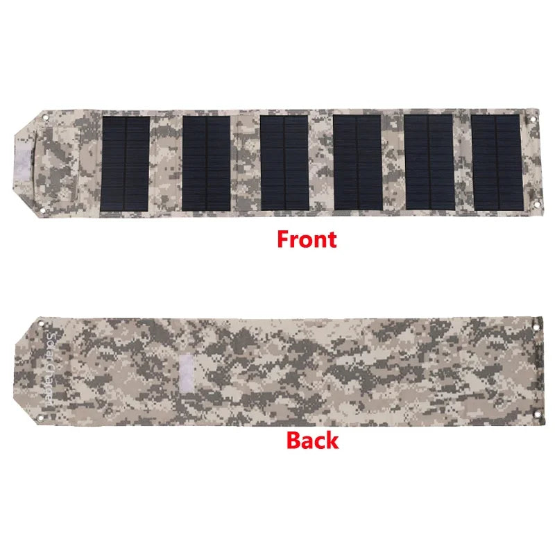 Two views of a camouflage-patterned item, front and back, on a white background.
