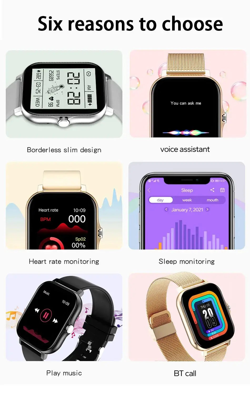 2024 Smart Watch for Men &amp; Women | Full Touch Screen, Sport Fitness, BT Call | Ideal Gift