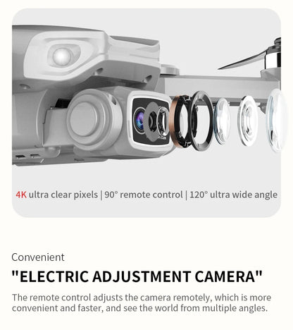 Electric adjustment camera with features highlighted on a white background