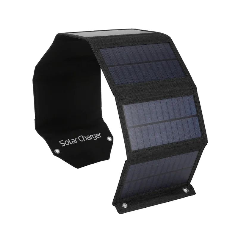 Foldable solar charger on a white background