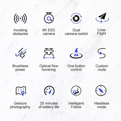 List of features with icons and text on a white background