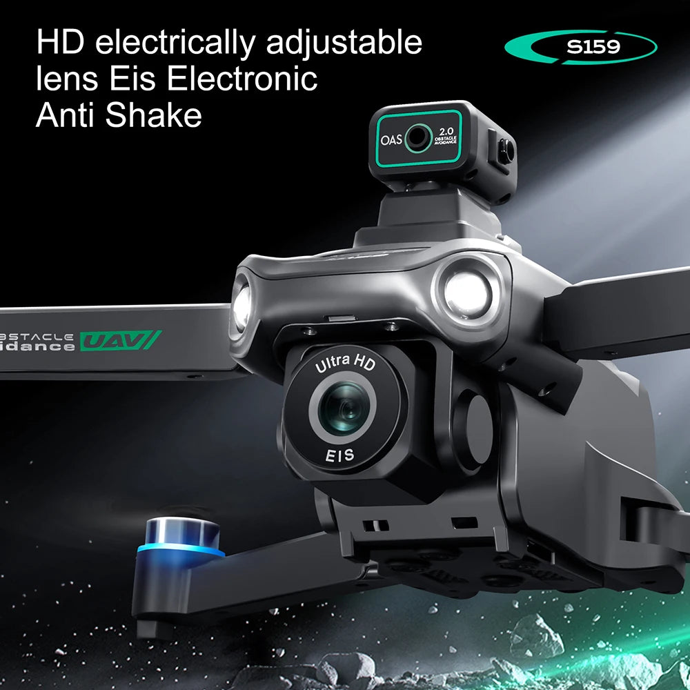 Drone with electronic anti-shake technology on a dark background
