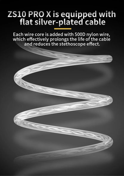 ZS10 PRO X stethoscope cable with text on a dark background