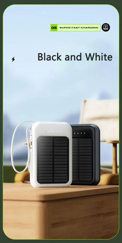 Original Power Bank 50000mAh Solar Charging | Compact Portable with Built-in Cable