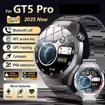 Smartwatch with features highlighted on a dark background