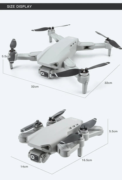 Measurement chart of a white drone with propellers on a white background