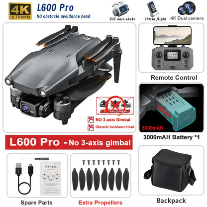 L600 Pro drone with features and accessories on a white background