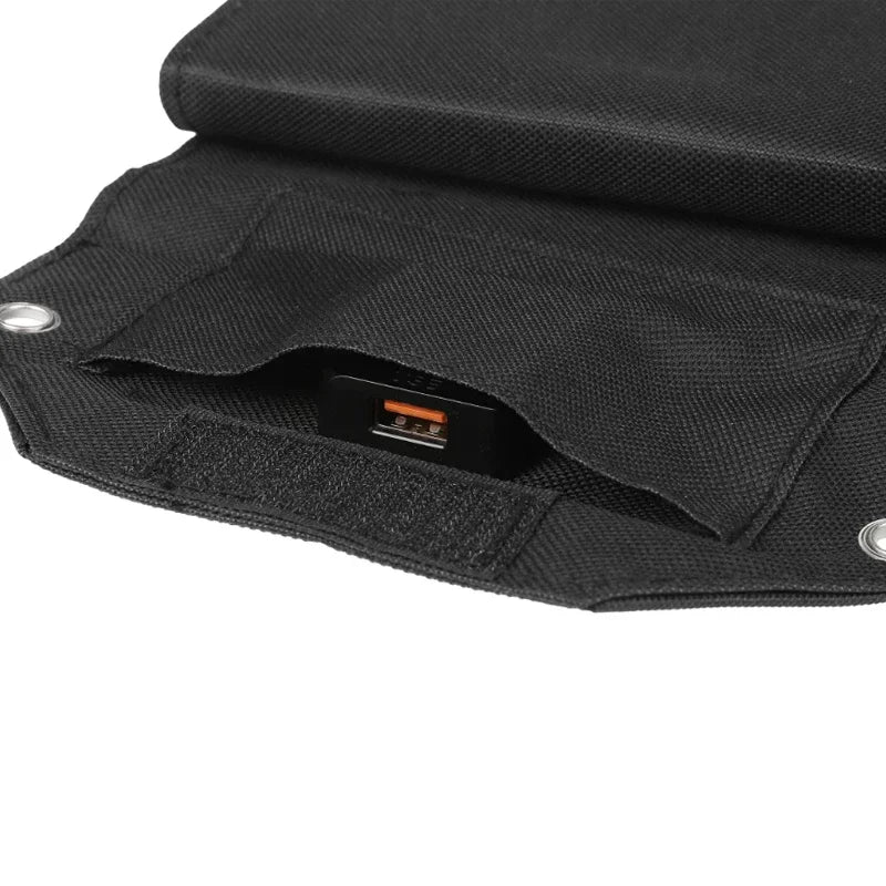 Black bag with a USB port on a white background