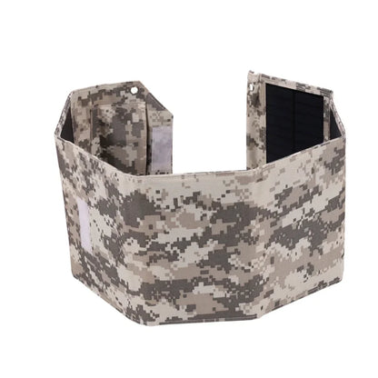 Camouflage storage bin on a white background