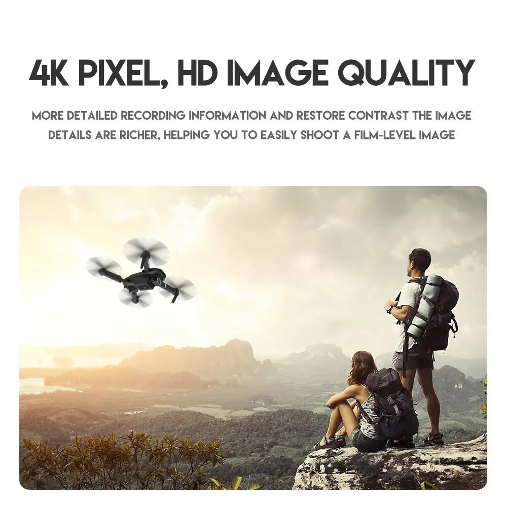 E88Pro RC Drone 4K-Professional | 1080P Wide Angle HD Camera | Foldable Helicopter | WiFi FPV | Height Hold | Gift Toy