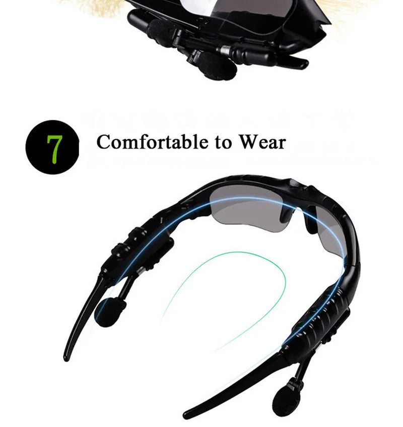 Sunglasses with Bluetooth headset on a white background