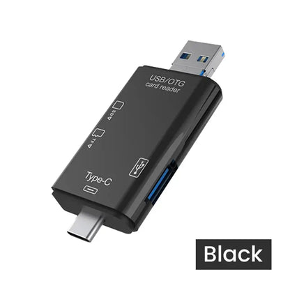 Black USB Type-C card reader on a white background with "Black" label
