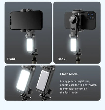 Phone light modifier with front and back views and flash mode instructions.
